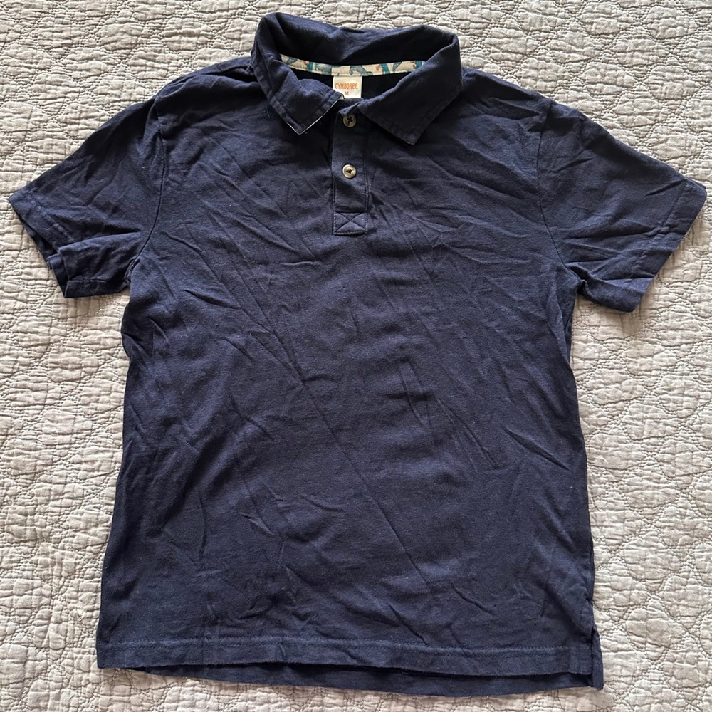 Gymboree Boys Navy Blue Short Sleeve Cotton Jersey Polo Shirt Size M 140178589